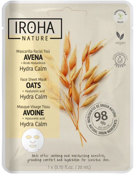 IROHA NATURE Hydra Calm -kasvonaamio kauralla, välittömästi rauhoittava 20ml