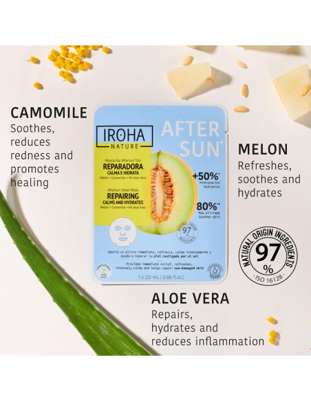 IROHA NATURE Kasvonaamio auringonoton jälkeen, rauhoittaa ärsytystä 25ml