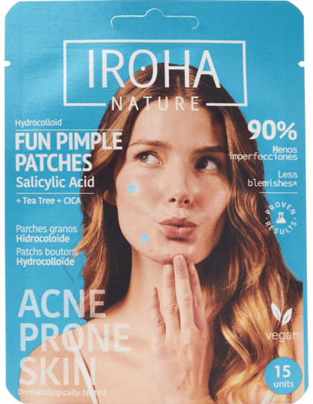 IROHA NATURE ACNE PRONE FUN -laastarit salisyylihapolla aknen hoitoon ja ehkäisyyn 15 kpl/pakkaus.