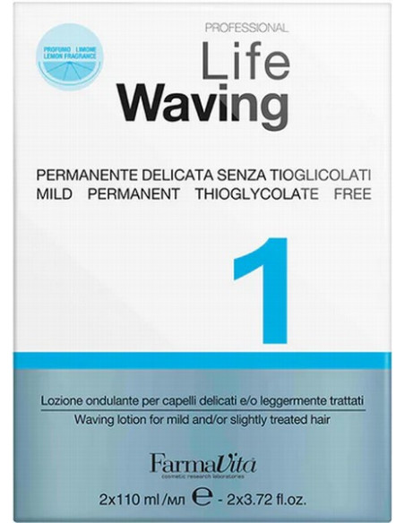 LIFE PERM - LIFE WAVING 1 - Permanenttiaine, tioglykolaattivapaa, sitruunan tuoksuinen, setti sisältää 110 ml ainetta + fiksatii