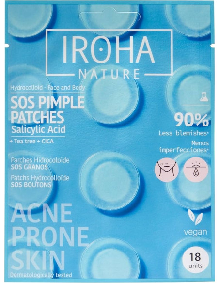IROHA NATURE ACNE PRONE SOS -aknelaastarit salisyylihapolla, teepuulla ja Centella Asiaticalla 18 kpl.