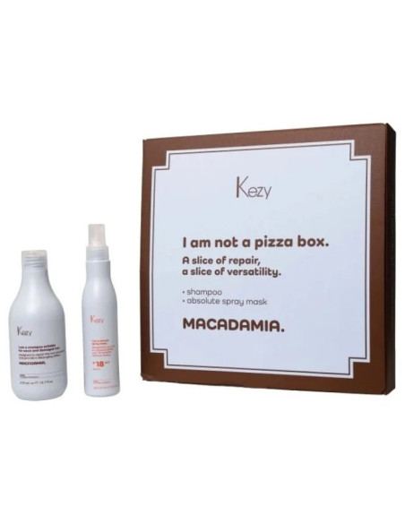 KEZY Vaurioituneiden hiusten hoitosetti MACADAMIA (Shampoo 375ml + Hiusnaamio 200ml)