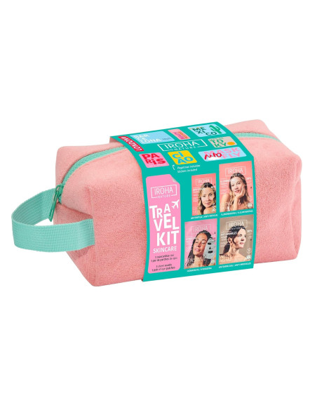 IROHA NATURE Travel Kit – matkakokoinen ihonhoitosetti (4 kpl + kosmetiikkalaukku)