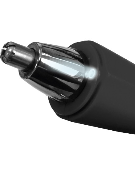Efalock MICROTRIMMER -nenä- ja korvakarvatrimmeri, musta, 7 mm:n teräksinen leikkuupää ja LED-valo