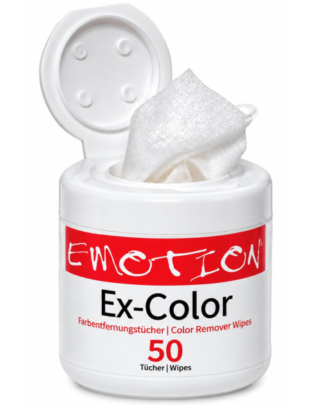 Emotion EX-COLOR -hiusväritahrojen poistopyyhkeet, 50 kpl, värin hellävaraiseen poistoon iholta