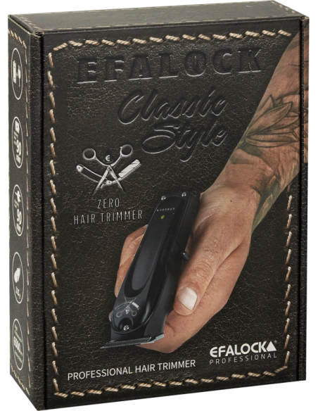 Efalock CLASSIC STYLE -rajatrimmeri, musta, ZERO-terä 0,0–0,3 mm:n leikkaukseen