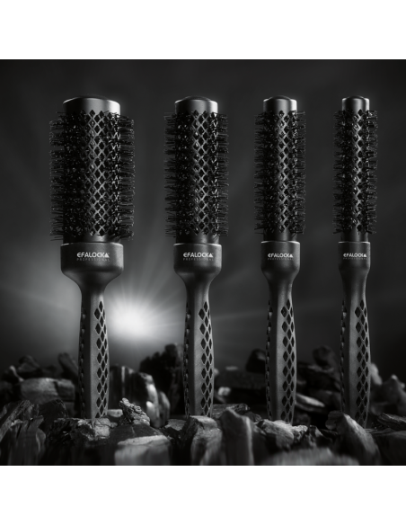 Efalock CARBON BRUSH -pyöröharja 19/31 mm, keraaminen pinnoite ja antistaattiset harjakset