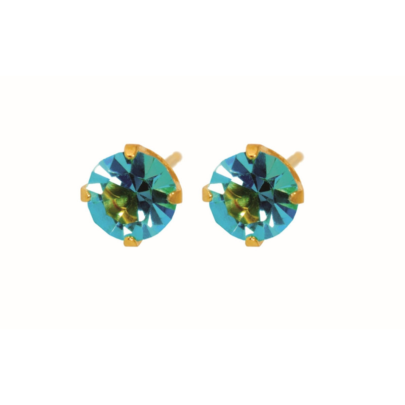 Fashion Sense Earrings G/P 5MM AQUAMARINE TIF pair