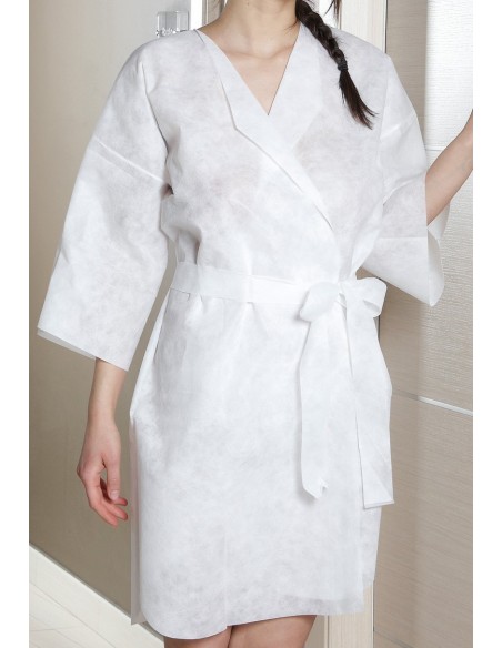 Kimono LUX, kuitukangasta, kertakäyttöinen, valkoinen, 50 kpl.