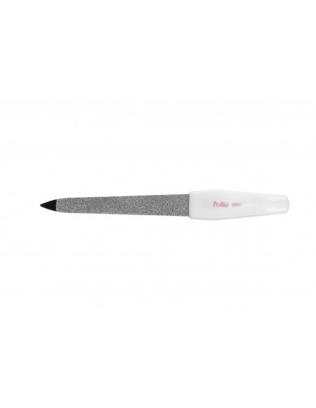 Kynsiviila Safiiri, metallinen, 10 cm, muovinen valkoinen kahva, 1 kpl.