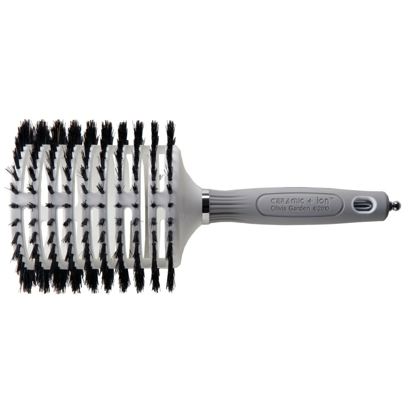 Thermal brush OLIVIA GARDEN TURBO VENT 100% BOAR, wild boar bristles, ceramic, with ion,  antistatic, oval, large