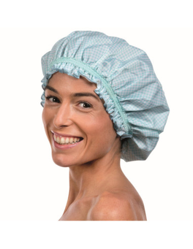 Shower and perm hat, double, polyester, with rubber