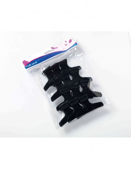 Klipsit-puristimet, muovia, mustat, 8 cm, 12 kpl.