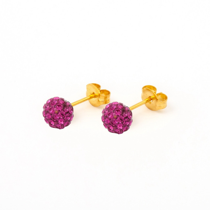 Fashion Sense Earrings Glitterball 6mm Fuchsia pair