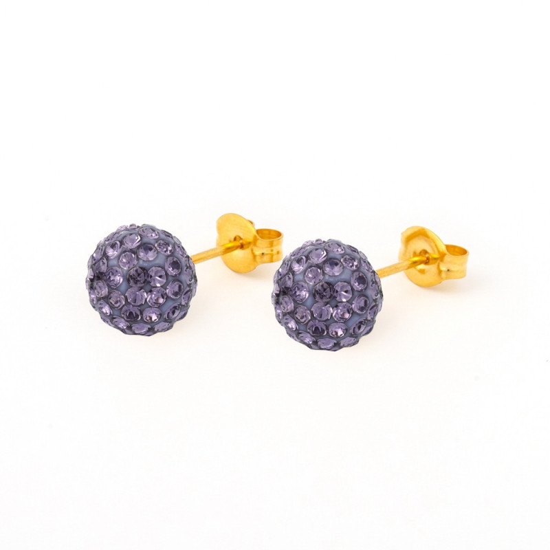 Fashion Sense Earrings Glitterball 8mm Tanzanite pair