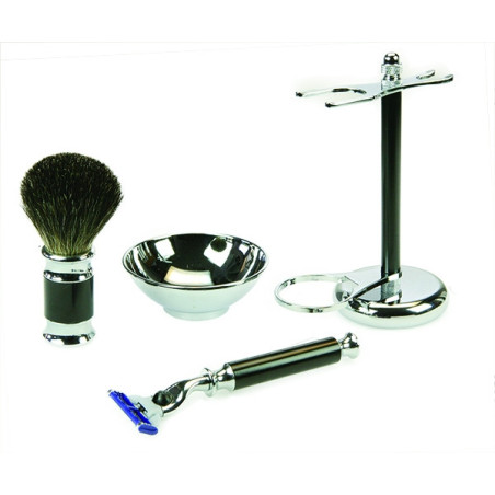 Parranajosarja (harja, kulho, höylä, teline)