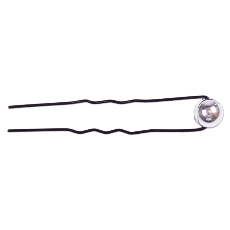 Bobby pins, decorative, black, silver pearl 6 pieces