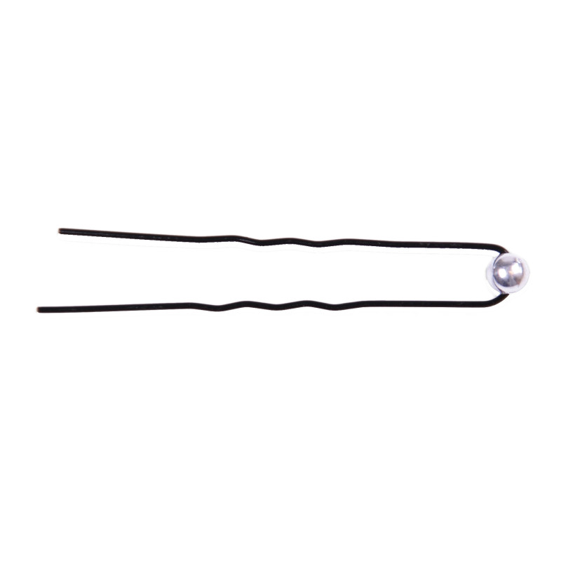 Bobby pins, decorative, black, silver pearl 12 pieces