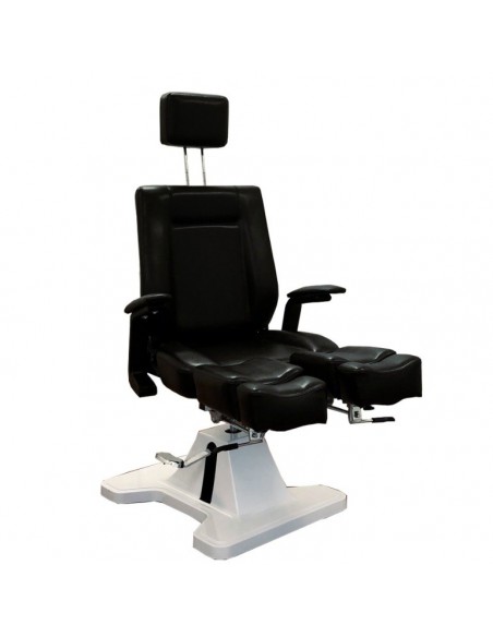 Pedikyyrituoli kääntyvillä jaloilla ja vaakasuoralla selkänojalla Podo-N, musta