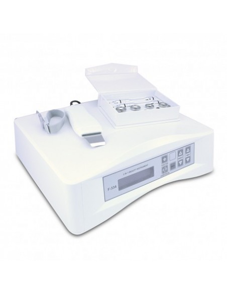 Kosmetologin laite, jossa on kaksi toimintoa - ultraäänikuorinta ja timanttidermabrasio