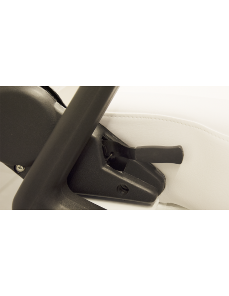 Hydraulisesti toimiva pedikyyrituoli, voidaan laskea vaakasuoraan asentoon Hepta