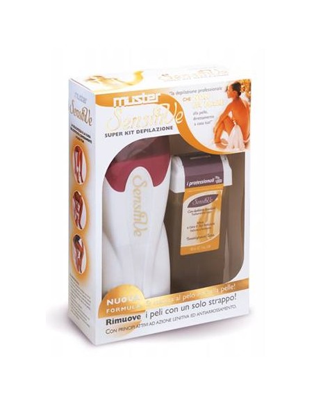 Vahalämmitin SENSITIVE, sisältää vahan, karvanpoistopaperin ja öljyn