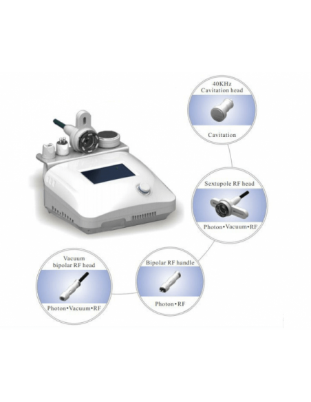 Kosmetologin laite, jossa on 4 toimintoa - kavitaatio, 3D-radiotaajuus, IR-biofotoni, tyhjiö