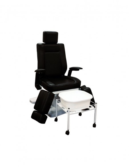 Pedikyyrituoli kääntyvillä jaloilla ja vaakasuoralla selkänojalla Podo-N, musta