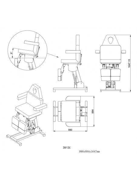Pedikyyrisohva, jossa 3 moottoria, Celeste, valkoinen