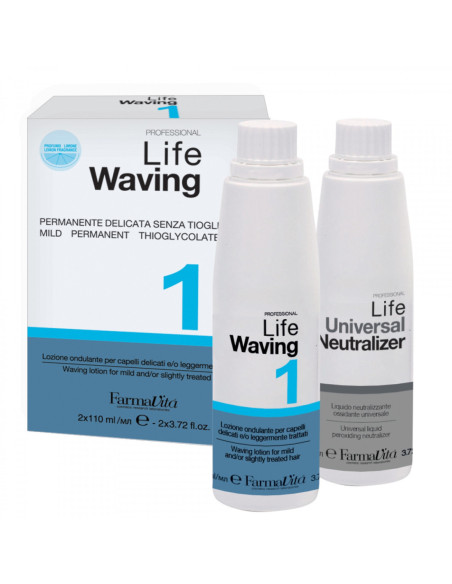 LIFE PERM - LIFE WAVING 1 - Permanenttiaine, tioglykolaattivapaa, sitruunan tuoksuinen, setti sisältää 110 ml ainetta + fiksatii