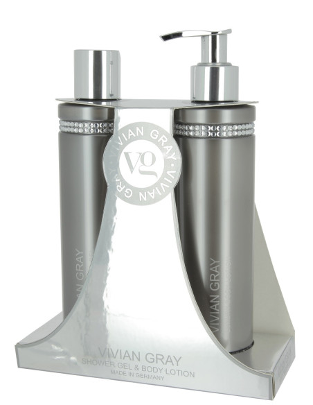 Crystals SET suihkugeeli+vartalovoide, harmaa 2*250ml