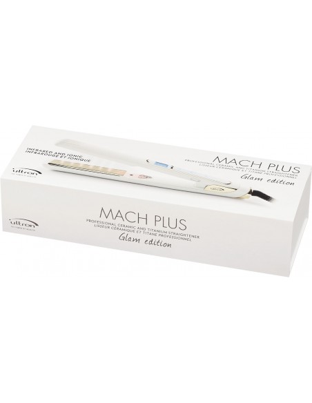 Mach Plus Glam Edition -hiustensuoristusrauta, titaanilevyt, valkoinen
