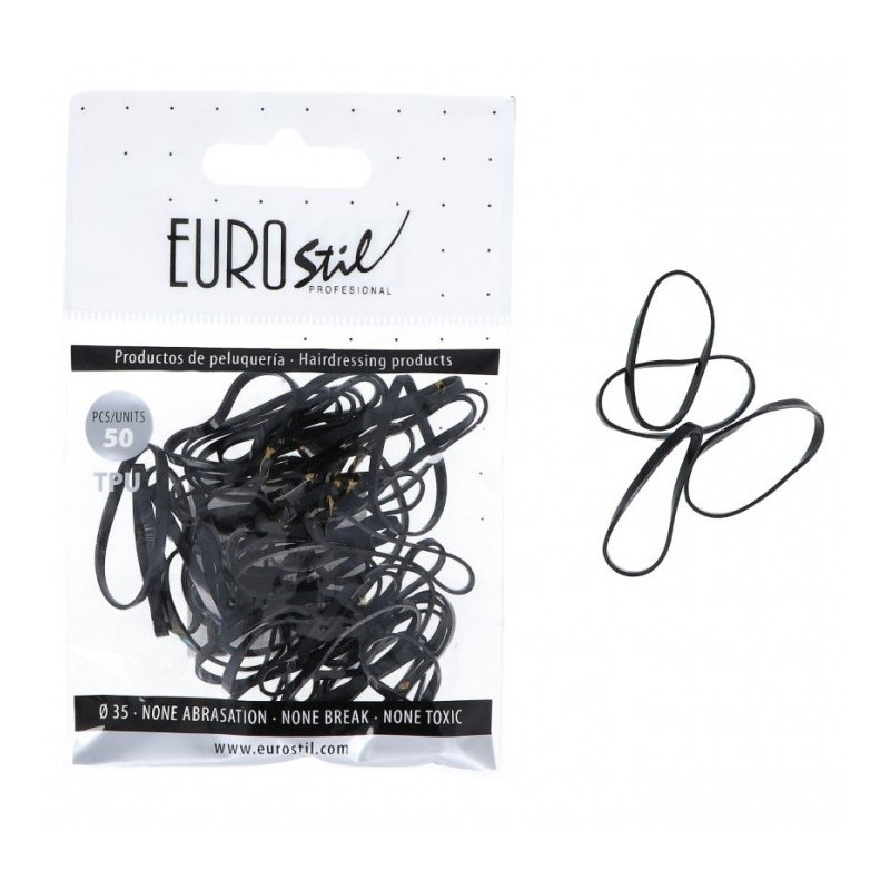 Rubber hair, elastic, black, 50pcs.