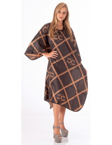 Cape, polyester,black with pattern, black with gold pattern, with snaps 150x128cm