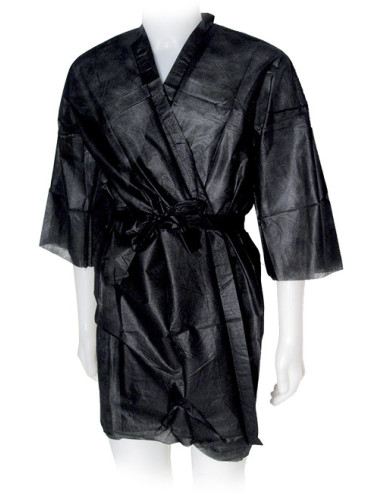 Kimono, non-woven material, black, disposable, 10 pcs.