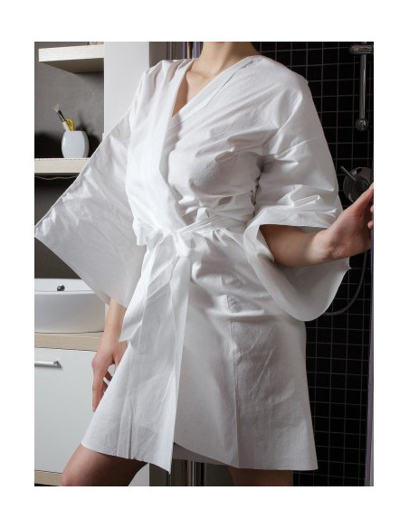 Kimono, kuitukangasta, valkoinen, kertakäyttöinen, 10 kpl.