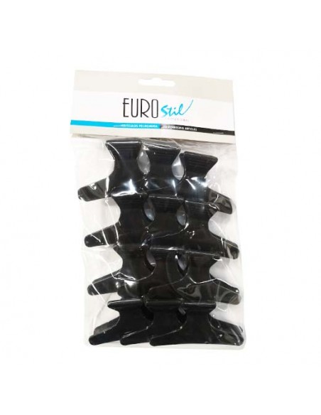 Hiuspinnikset, muovia, isot, mustat, 12 kpl.