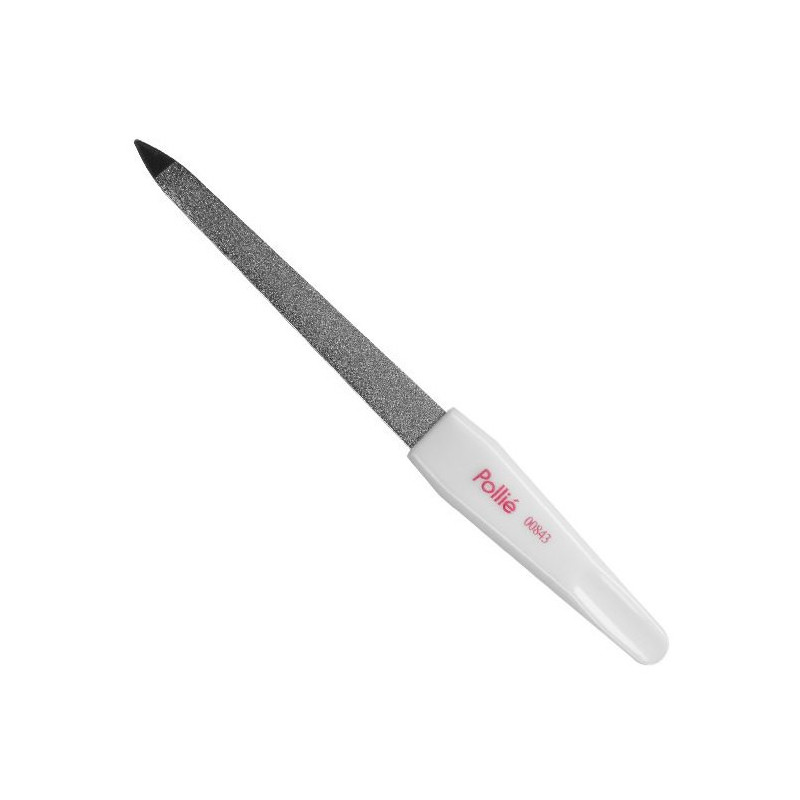 Sapphire nail file, metal, 15cm, white plastic handle