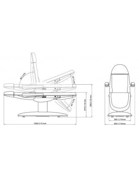 Kosmetologin sohva, jossa 3 moottoria, Cosmo, harmaa