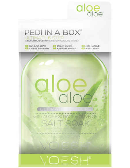 VOESH PEDI IN A BOX Aloe Vera Ultimate Pedicure Foot Kit, kosteuttava, 6 tuotetta