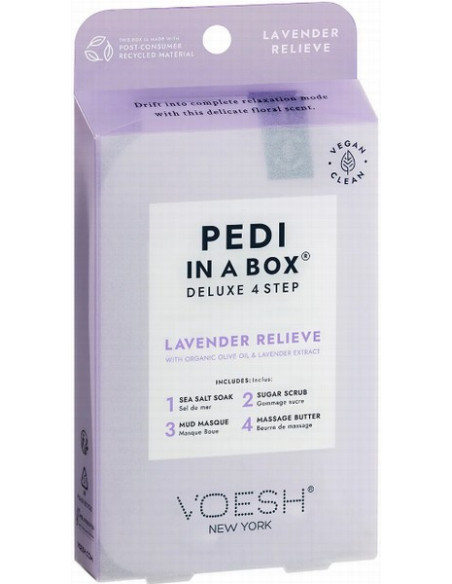 VOESH - PEDI IN A BOX Jalkasetti Laventeli Lievittää, rauhoittaa, 4 tuotetta