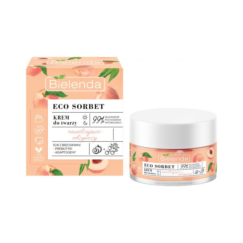 ECO SORBET Face cream, moisturizing / nourishing, peach extract + basil + aloe 50 ml