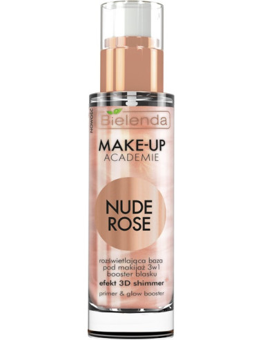 BIELENDA,MAKE-UP ACADEMIE NUDE ROSE 3in1 Bāze dekoratīvajai kosmētikai, izgaismojoša 30g