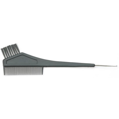 Hiusten värjäyssivellin, jossa kampa ja metallikärki - musta