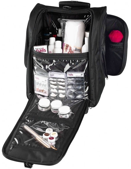 Pyörällinen kampaajan laukku ''COSMETIC TROLLEY'', musta