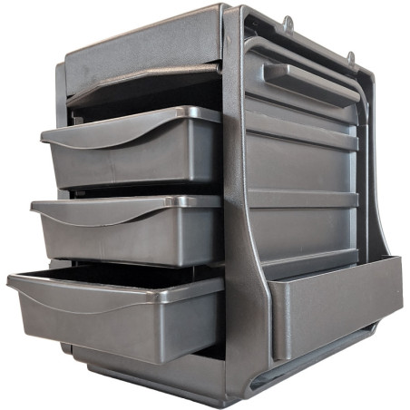 Kampaajalaukku - laatikoilla, musta