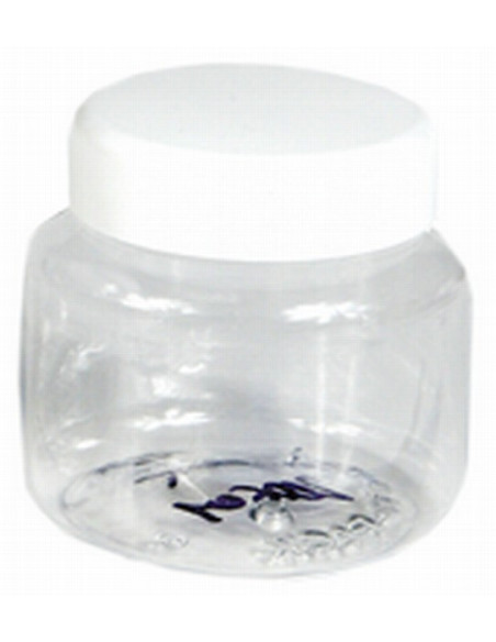 Läpinäkyvä kansillinen säilytysrasia kermalle tai puuterille, 250 ml
