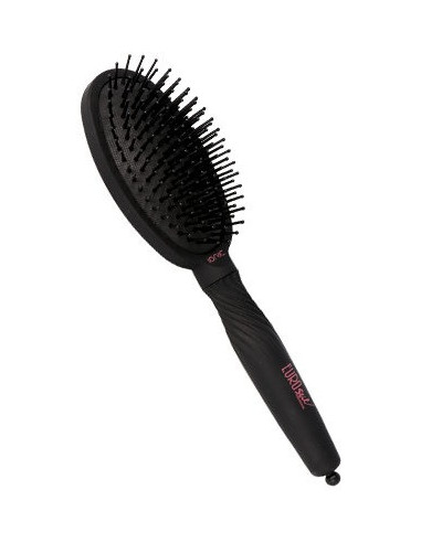 Hiusharja, soikea/musta, kumitettu kahva