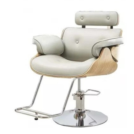 Parturi-kampaajan asiakastuoli Soho hopeisella jalustalla, harmaa