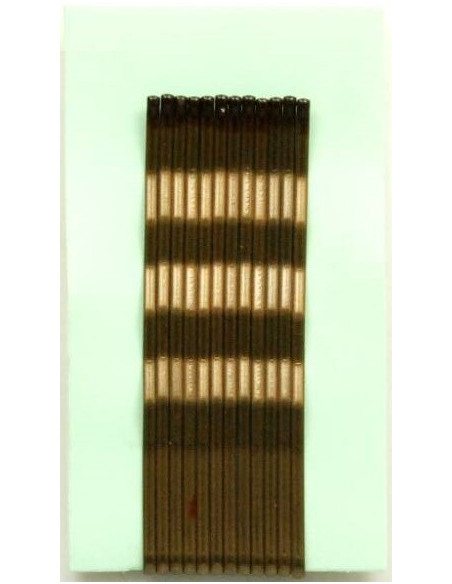 Hiuspinni, laineikkaat, 70 mm, ruskeat, mattapintaiset, pyöristetyt päät, 12 kpl.